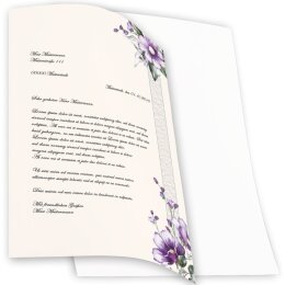 LILA BLUMEN Briefpapier Blumenmotiv CLASSIC 50 Blatt Briefpapier, DIN A4 (210x297 mm), A4C-8375-50