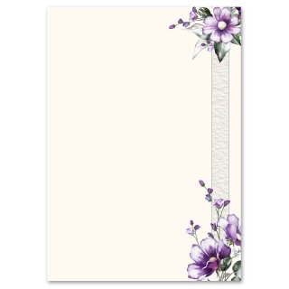 Briefpapier LILA BLUMEN - DIN A4 Format 100 Blatt Blumen & Blüten, Blumenmotiv, Paper-Media
