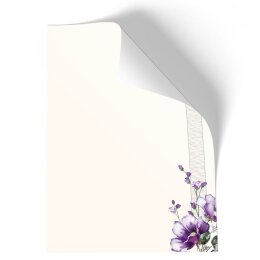 Briefpapier - Motiv LILA BLUMEN | Blumen & Blüten | Hochwertiges DIN A4 Briefpapier - 100 Blatt | 90 g/m² | einseitig bedruckt | Online bestellen!