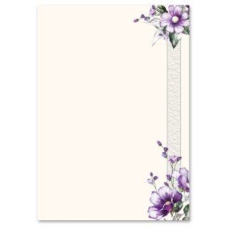 Briefpapier LILA BLUMEN - DIN A5 Format 50 Blatt Blumen & Blüten, Blumenmotiv, Paper-Media