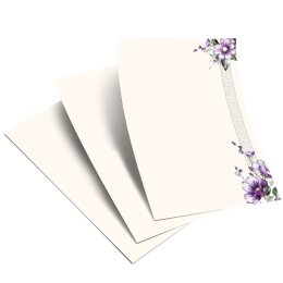 Briefpapier - Motiv LILA BLUMEN | Blumen & Blüten | Hochwertiges DIN A5 Briefpapier - 50 Blatt | 90 g/m² | einseitig bedruckt | Online bestellen!