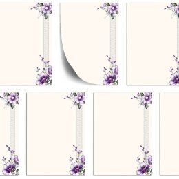 Motivpapier LILA BLUMEN - DIN A5 Format 50 Blatt