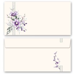 Briefumschläge LILA BLUMEN - 100 Stück DIN LANG (ohne Fenster) Blumen & Blüten, Blumenmotiv, Paper-Media