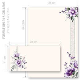 Motivpapier Set LILA BLUMEN - 20-tlg. DL (ohne Fenster)