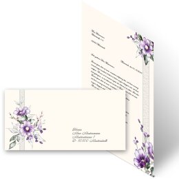 Motivpapier Set LILA BLUMEN - 40-tlg. DL (ohne Fenster)