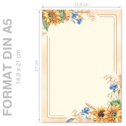 SPÄTSOMMER Briefpapier Sommermotiv ELEGANT 100 Blatt Briefpapier, DIN A5 (148x210 mm), A5E-592-100