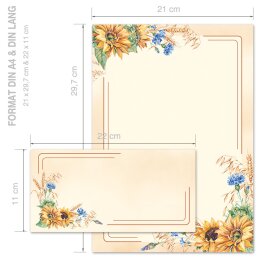 Briefpapier Set SPÄTSOMMER - 40-tlg. DL (ohne Fenster)