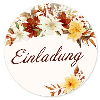 50 Aufkleber EINLADUNG - Blumenmotiv Rund Ø 4,5 cm Besondere Anlässe, Blumenmotiv, Paper-Media