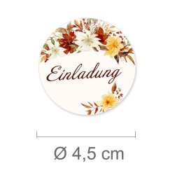 50 Aufkleber EINLADUNG - Blumenmotiv Rund Ø 4,5 cm...