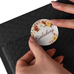 50 Aufkleber Blumenmotiv EINLADUNG - Rund Ø 4,5 cm