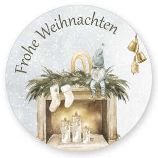 50 Aufkleber FROHE WEIHNACHTEN - Weihnachtsmotiv Rund Ø 4,5 cm Besondere Anlässe, Weihnachtsmotiv, Paper-Media