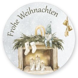 50 Aufkleber FROHE WEIHNACHTEN - Weihnachtsmotiv Rund...