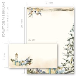 Briefpapier Set FESTLICHER TANNENBAUM - 200-tlg. DL (ohne Fenster)