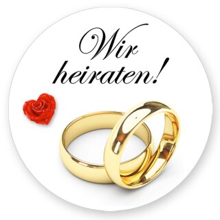 50 Aufkleber WIR HEIRATEN - Dekoration Rund Ø 4,5 cm Besondere Anlässe, Dekoration, Paper-Media