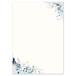 Briefpapier - Motiv BLAUE BLUMEN | Blumen & Blüten Blumenmotiv | Hochwertiges Briefpapier einseitig bedruckt | Online bestellen! | Paper-Media