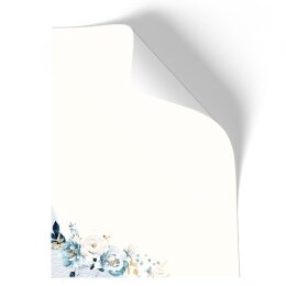 Briefpapier - Motiv BLAUE BLUMEN | Blumen & Blüten | Hochwertiges DIN A4 Briefpapier - 20 Blatt | 90 g/m² | einseitig bedruckt | Online bestellen!