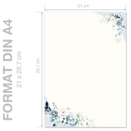 Motivpapier BLAUE BLUMEN - DIN A4 Format 20 Blatt