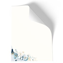 Briefpapier - Motiv BLAUE BLUMEN | Blumen & Blüten | Hochwertiges DIN A4 Briefpapier - 50 Blatt | 90 g/m² | einseitig bedruckt | Online bestellen!
