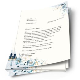 Motivpapier BLAUE BLUMEN - DIN A4 Format 50 Blatt