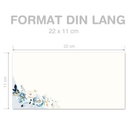 BLAUE BLUMEN Briefumschläge Blumenmotiv CLASSIC , DIN LANG (220x110 mm), BUC-8377