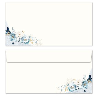 Briefumschläge BLAUE BLUMEN - 10 Stück DIN LANG (ohne Fenster) Blumen & Blüten, Blumenmotiv, Paper-Media