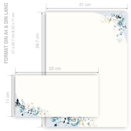 Motivpapier Set BLAUE BLUMEN - 20-tlg. DL (ohne Fenster)