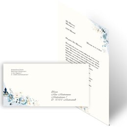 Motivpapier Set BLAUE BLUMEN - 20-tlg. DL (ohne Fenster)