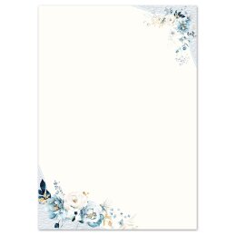 Briefpapier-Sets Blumen & Blüten, BLAUE BLUMEN Briefpapier Set, 100 tlg. - DIN A4 & DIN LANG im Set. | Online bestellen! | Paper-Media