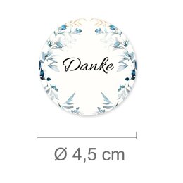 50 Aufkleber DANKE - Blumenmotiv Rund Ø 4,5 cm 90...