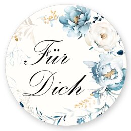 50 Aufkleber FÜR DICH - Blumenmotiv Rund Ø 4,5 cm Besondere Anlässe, Blumenmotiv, Paper-Media