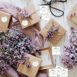 50 Aufkleber Blumenmotiv WIR HEIRATEN - Rund Ø 4,5 cm