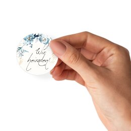 50 Aufkleber Blumenmotiv WIR HEIRATEN - Rund Ø 4,5 cm