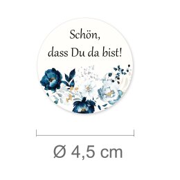 50 Aufkleber SCHÖN, DASS DU DA BIST! - Blumenmotiv...