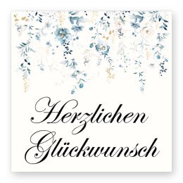 50 Aufkleber HERZLICHEN GLÜCKWUNSCH - Blumenmotiv Quadrat 4 x 4 cm Besondere Anlässe, Blumenmotiv, Paper-Media