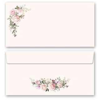 Briefumschläge ROSENPRACHT - 50 Stück DIN LANG (ohne Fenster) Blumen & Blüten, Rosen, Paper-Media