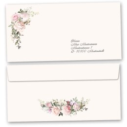 Briefumschläge Blumen & Blüten, ROSENPRACHT 50 Briefumschläge (ohne Fenster) - DIN LANG (220x110 mm) | selbstklebend | Online bestellen! | Paper-Media