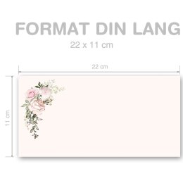 ROSENPRACHT Briefumschläge Rosen CLASSIC 50 Briefumschläge (ohne Fenster), DIN LANG (220x110 mm), DLOF-8378-50