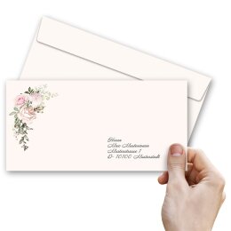 Briefumschläge ROSENPRACHT - 50 Stück DIN LANG (ohne Fenster)