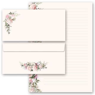 Briefpapier Set ROSENPRACHT - 40-tlg. DL (ohne Fenster) Blumen & Blüten, Rosenmotiv, Paper-Media