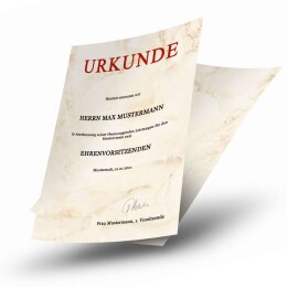 Urkundenpapier MARMOR BEIGE 190 g/m², DIN A4 (210x297 mm)