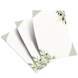 Briefpapier - Motiv OLIVENZWEIGE | Essen & Trinken | Hochwertiges DIN A5 Briefpapier - 250 Blatt | 90 g/m² | einseitig bedruckt | Online bestellen!