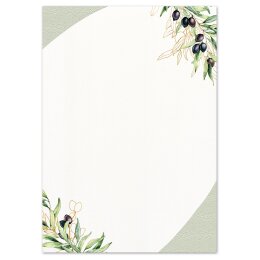 Briefpapier-Sets Essen & Trinken, OLIVENZWEIGE Briefpapier Set, 20 tlg. - DIN A4 & DIN LANG im Set. | Online bestellen! | Paper-Media