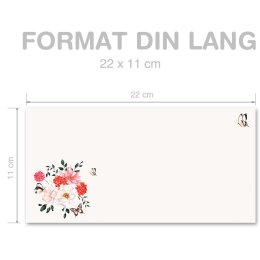 Briefumschläge Blumen & Blüten, IM GARTEN 100 Briefumschläge (ohne Fenster) - DIN LANG (220x110 mm) | selbstklebend | Online bestellen! | Paper-Media