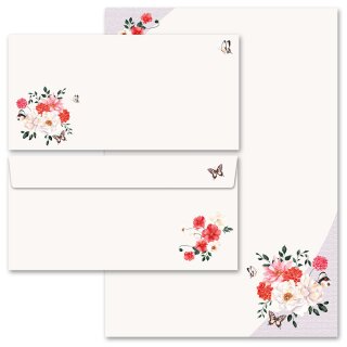 Briefpapier Set IM GARTEN - 100-tlg. DL (ohne Fenster) Blumen & Blüten, Liebesbrief, Paper-Media