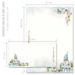 Briefpapier Set WEIHNACHTSWICHTEL - 100-tlg. DL (ohne Fenster)