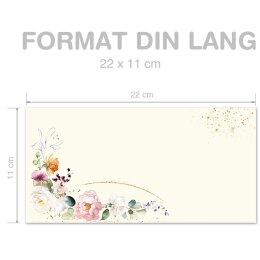 Briefumschläge Blumen & Blüten, TROPISCHE BLUMEN 100 Briefumschläge (ohne Fenster) - DIN LANG (220x110 mm) | selbstklebend | Online bestellen! | Paper-Media