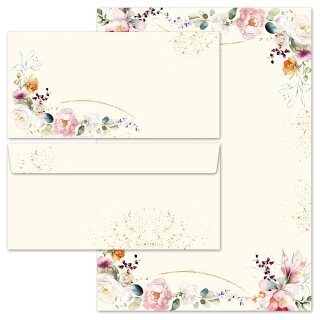 Briefpapier Set TROPISCHE BLUMEN - 100-tlg. DL (ohne Fenster) Blumen & Blüten, Briefpapier mit Umschlag, Paper-Media