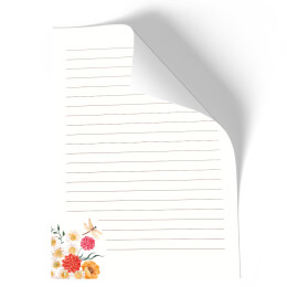 VERSPIELTE BLUMEN Briefpapier Geburtstag CLASSIC , DIN A4, DIN A5, DIN A6 & DIN LANG, MBC-8382
