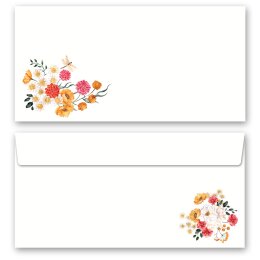 VERSPIELTE BLUMEN Briefpapier Sets Briefpapier mit Umschlag CLASSIC , DIN A4 & DIN LANG im Set., BSC-8382