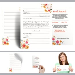 Motivpapier-Sets Briefpapier mit Umschlag VERSPIELTE BLUMEN